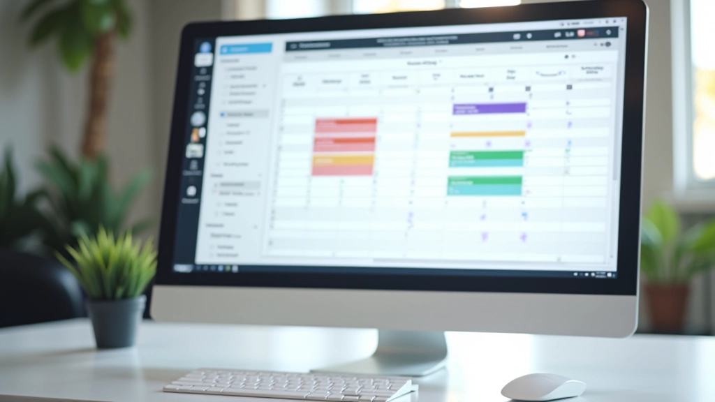 Calendario digitale su schermo con blocchi verdi per tempo di lavoro profondo, X rosse per riunioni, ordine e struttura